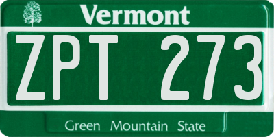 VT license plate ZPT273