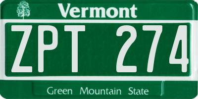 VT license plate ZPT274