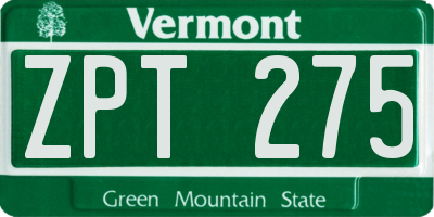 VT license plate ZPT275