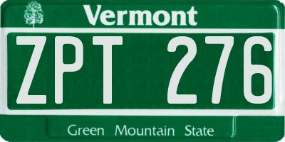 VT license plate ZPT276