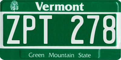 VT license plate ZPT278