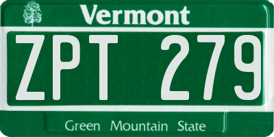 VT license plate ZPT279