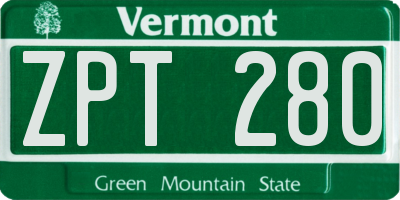VT license plate ZPT280
