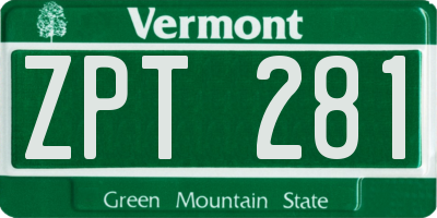 VT license plate ZPT281