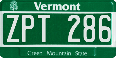 VT license plate ZPT286