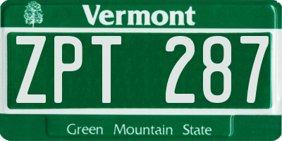 VT license plate ZPT287