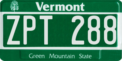 VT license plate ZPT288