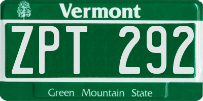 VT license plate ZPT292