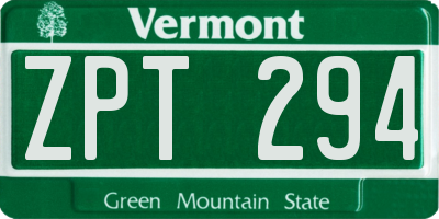 VT license plate ZPT294