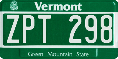 VT license plate ZPT298