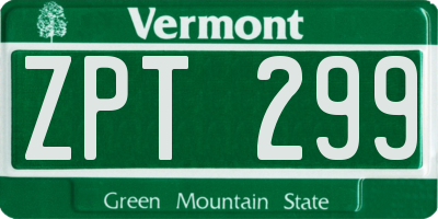 VT license plate ZPT299
