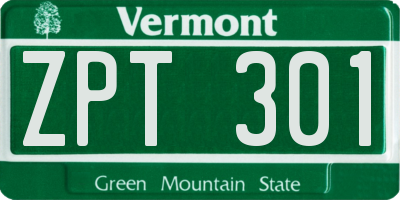 VT license plate ZPT301