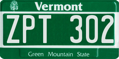 VT license plate ZPT302