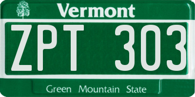 VT license plate ZPT303