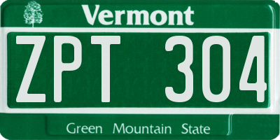 VT license plate ZPT304