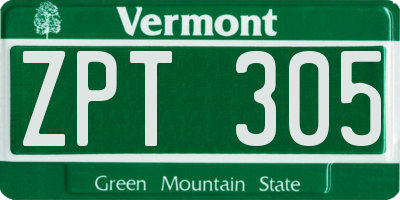 VT license plate ZPT305