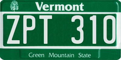 VT license plate ZPT310