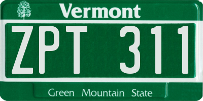 VT license plate ZPT311