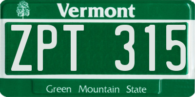VT license plate ZPT315
