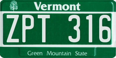 VT license plate ZPT316