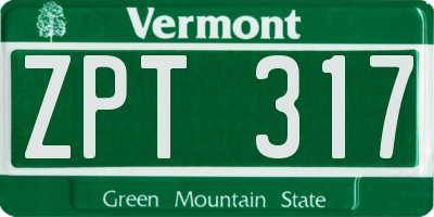 VT license plate ZPT317
