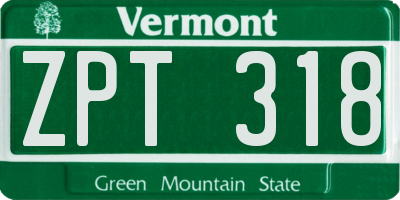 VT license plate ZPT318