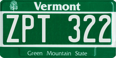 VT license plate ZPT322