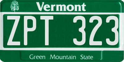 VT license plate ZPT323