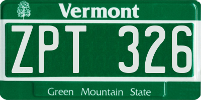 VT license plate ZPT326