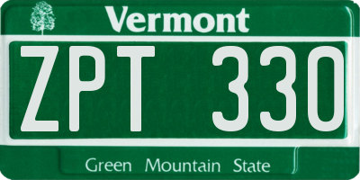 VT license plate ZPT330