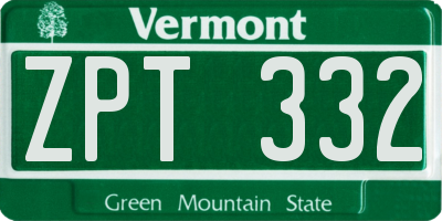 VT license plate ZPT332
