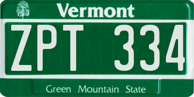 VT license plate ZPT334