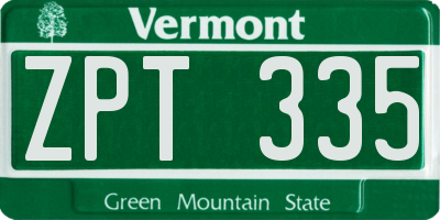 VT license plate ZPT335
