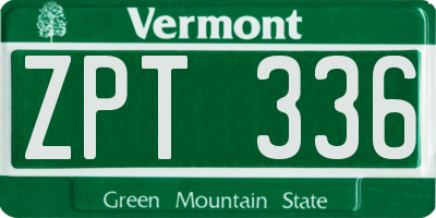 VT license plate ZPT336