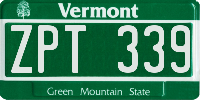 VT license plate ZPT339