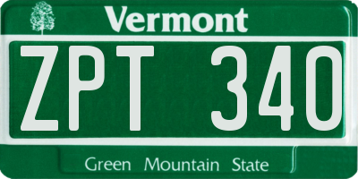VT license plate ZPT340