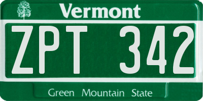 VT license plate ZPT342