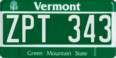 VT license plate ZPT343