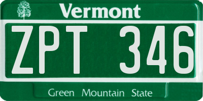 VT license plate ZPT346