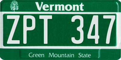 VT license plate ZPT347