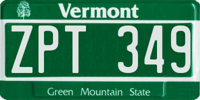 VT license plate ZPT349