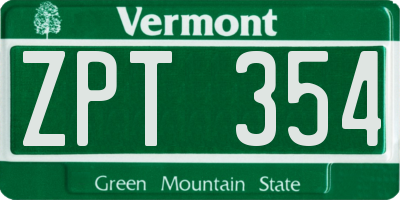 VT license plate ZPT354