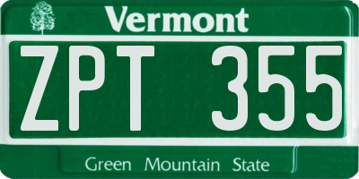 VT license plate ZPT355
