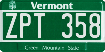 VT license plate ZPT358