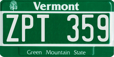 VT license plate ZPT359