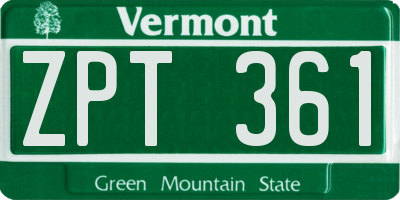 VT license plate ZPT361