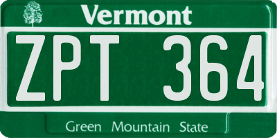 VT license plate ZPT364