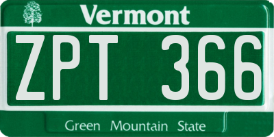 VT license plate ZPT366