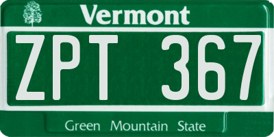 VT license plate ZPT367