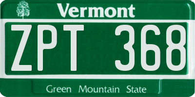 VT license plate ZPT368